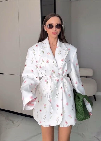 Luvik | Puutarha - Vyöllinen Kukallinen Printti Bleiseri