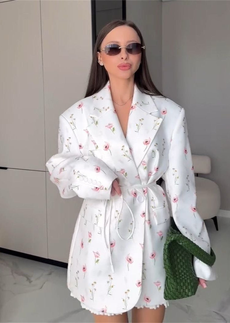 Luvik | Puutarha - Vyöllinen Kukallinen Printti Bleiseri