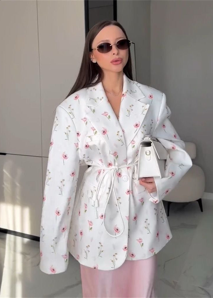 Luvik | Puutarha - Vyöllinen Kukallinen Printti Bleiseri