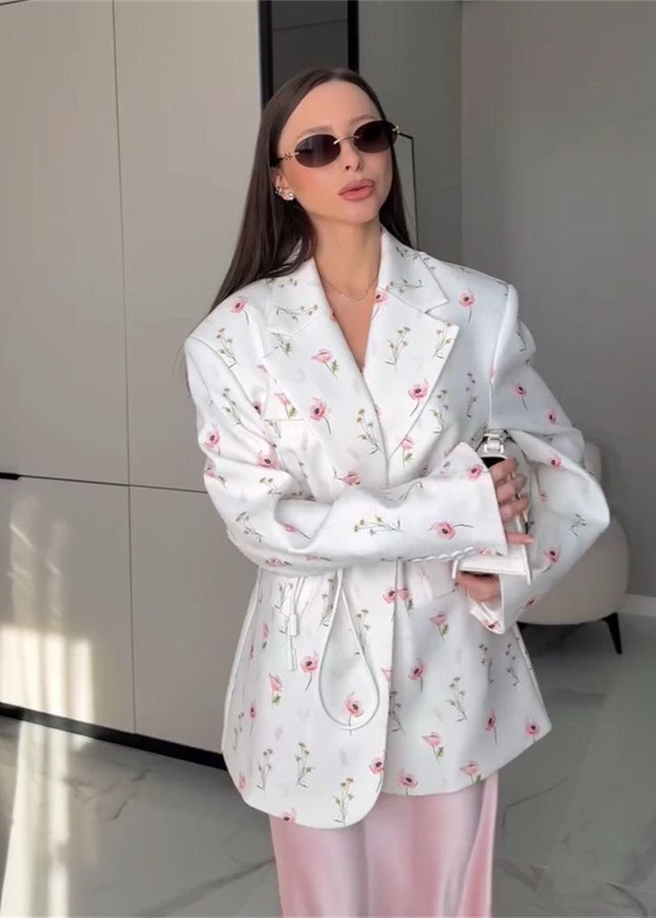 Luvik | Puutarha - Vyöllinen Kukallinen Printti Bleiseri