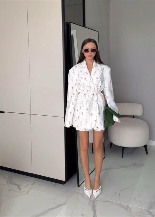 Luvik | Puutarha - Vyöllinen Kukallinen Printti Bleiseri