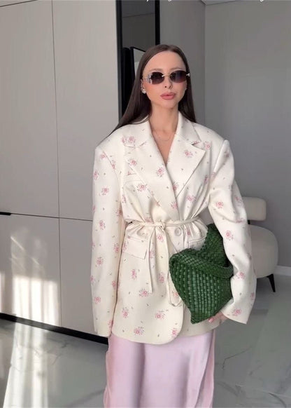 Luvik | Puutarha - Vyöllinen Kukallinen Printti Bleiseri