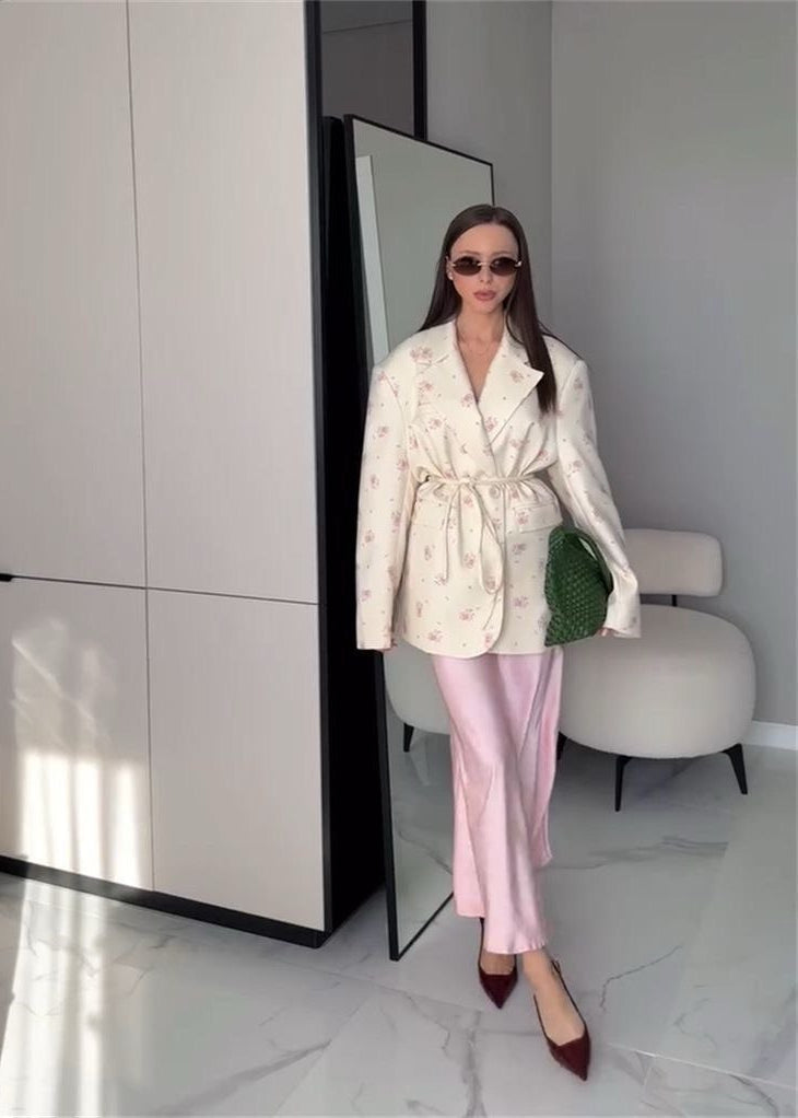 Luvik | Puutarha - Vyöllinen Kukallinen Printti Bleiseri