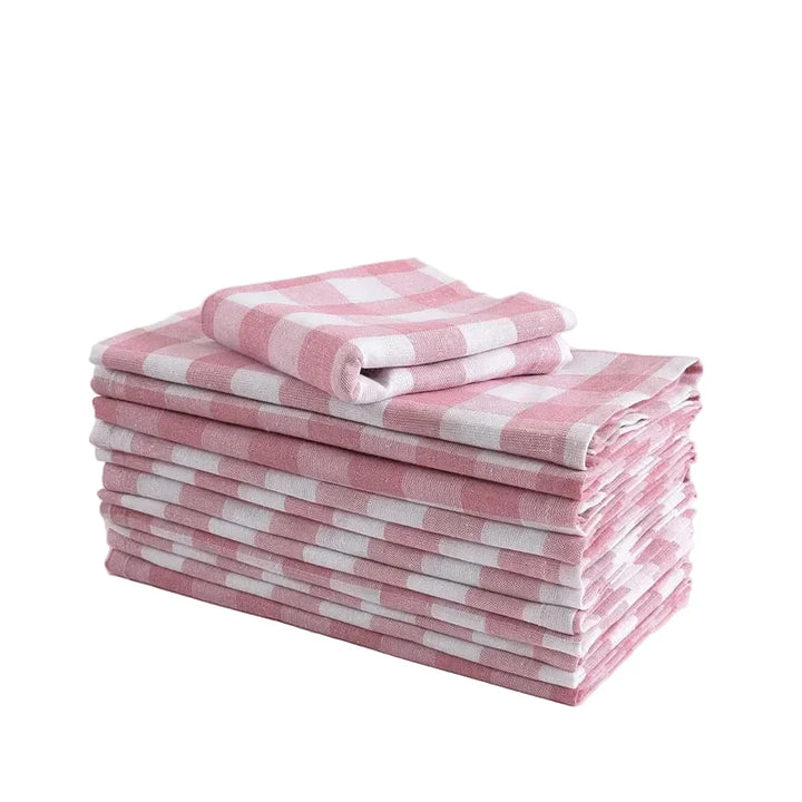 Rosa Rutete Servietter Polyester Vaskbare Bord Dinning Servietter | Luvikno