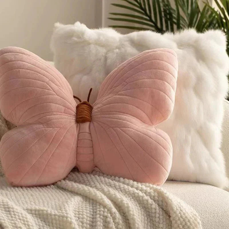 Rosa Plys Sommerfuglpute for Sofa og Soverom | Luvikno