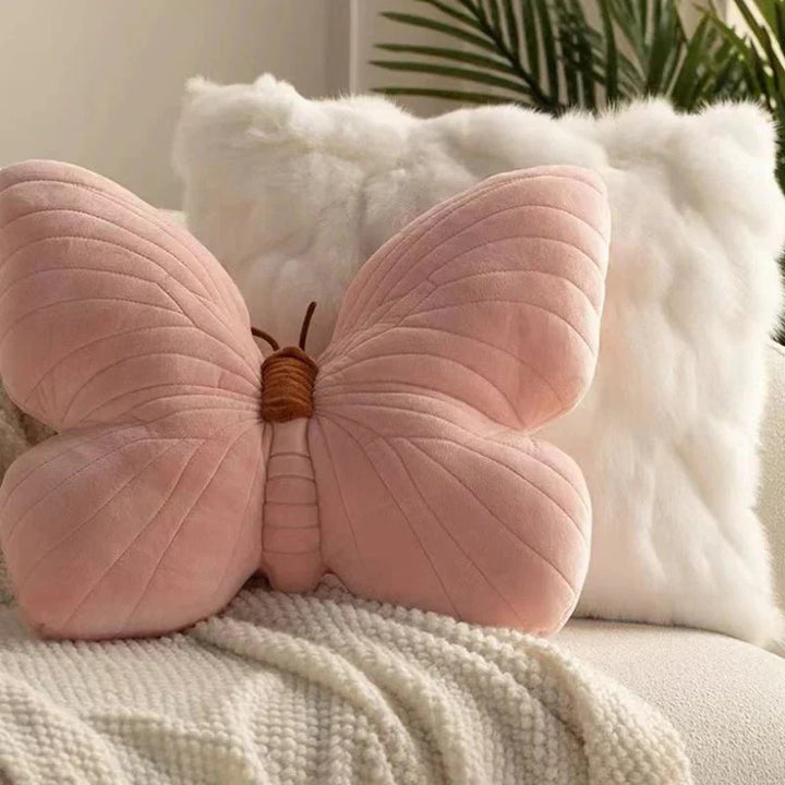 Rosa Plys Sommerfuglpute for Sofa og Soverom | Luvikno