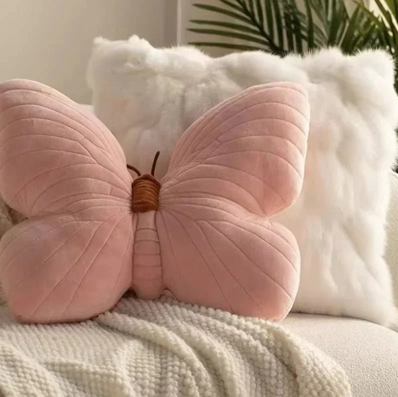 Rosa Plys Sommerfuglpute for Sofa og Soverom | Luvikno