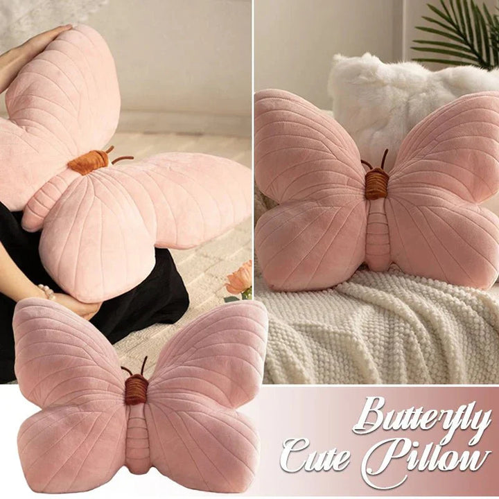 Rosa Plys Sommerfuglpute for Sofa og Soverom | Luvikno