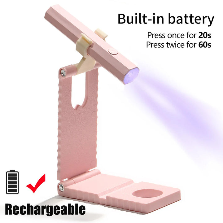 Oppladbar UV Neglelamp med Portabel Holder Luvikno