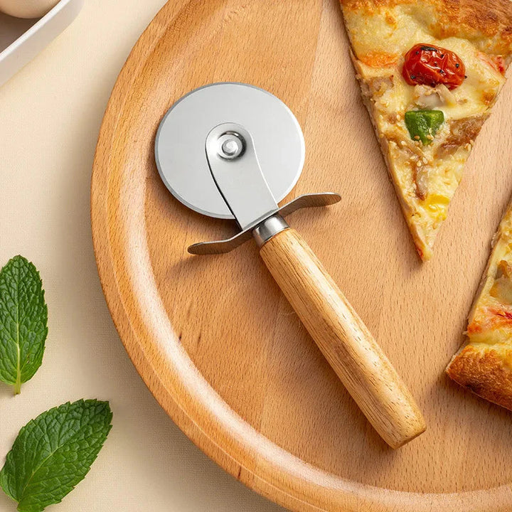 Pizza Cutter Trehåndtak Bakverk Skjærer Skjærehjul Skiver | Luvikno