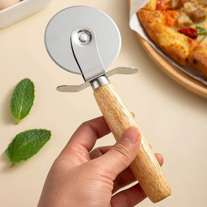 Pizza Cutter Trehåndtak Bakverk Skjærer Skjærehjul Skiver | Luvikno