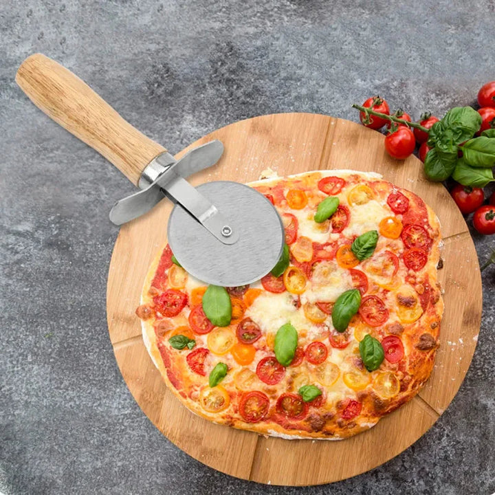 Pizza Cutter Trehåndtak Bakverk Skjærer Skjærehjul Skiver | Luvikno