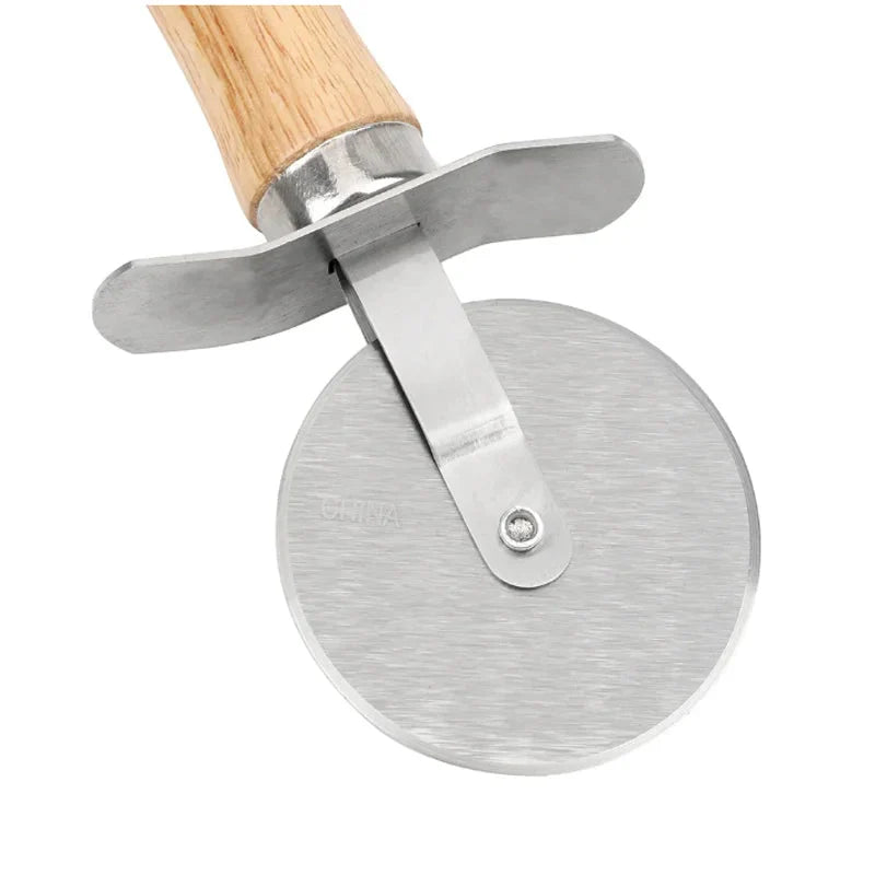 Pizza Cutter Trehåndtak Bakverk Skjærer Skjærehjul Skiver | Luvikno