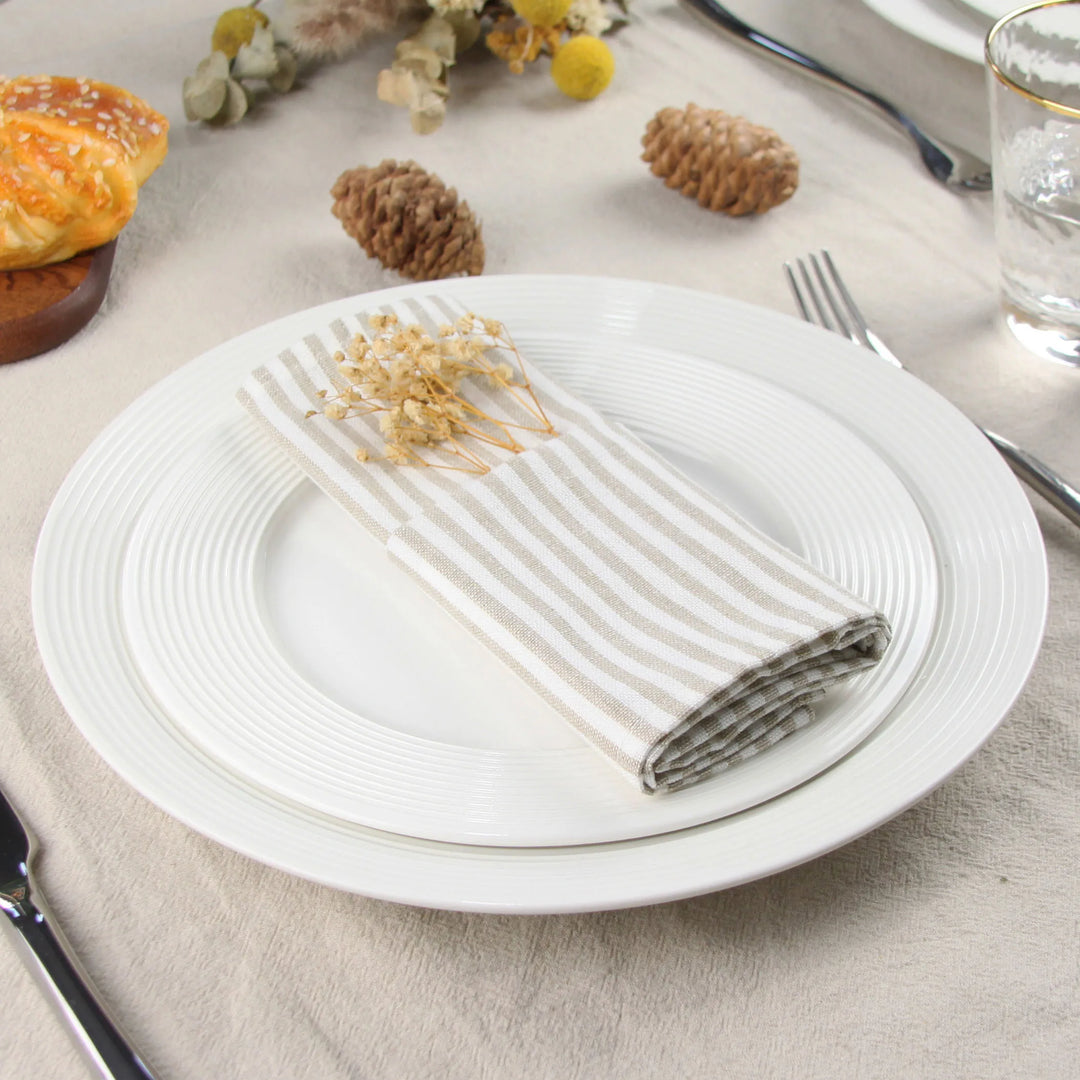 Enkel Stripete Ingredienser Blanding Bord Servietter Sett med 12 Tøy Servietter | Luvikno