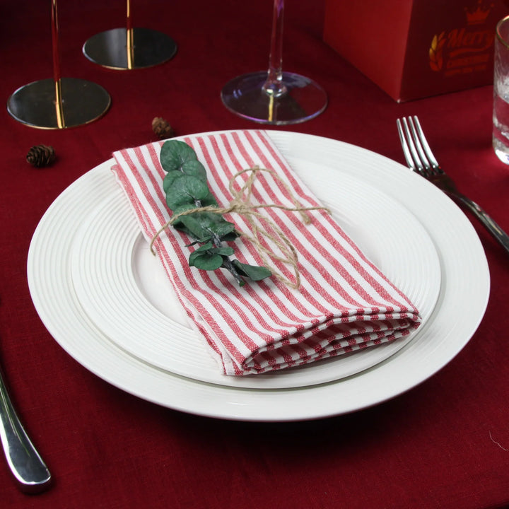Enkel Stripete Ingredienser Blanding Bord Servietter Sett med 12 Tøy Servietter | Luvikno
