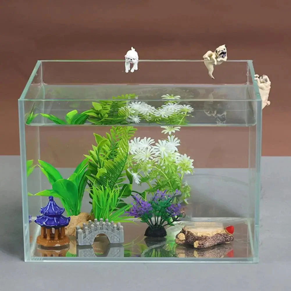 1-3Pcs Mini Cartoon Hund Ornament Harpiks Figur Figur DIY Håndverk Statue for Fiskebowl Fisketank Akvarium Tilbehør Hjem Deko | Luvikno
