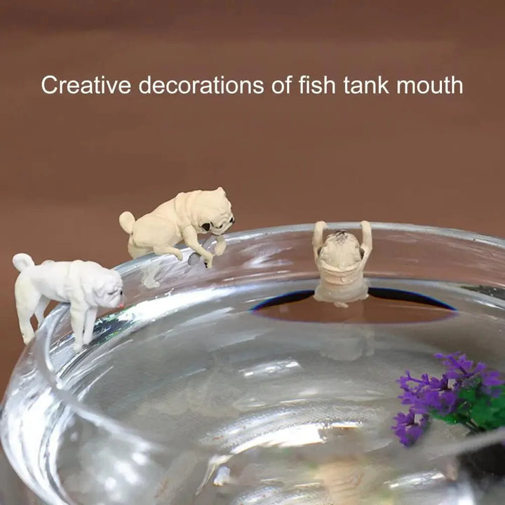 1-3Pcs Mini Cartoon Hund Ornament Harpiks Figur Figur DIY Håndverk Statue for Fiskebowl Fisketank Akvarium Tilbehør Hjem Deko | Luvikno
