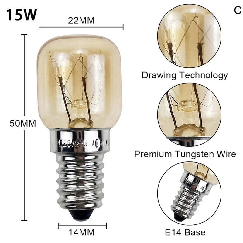 220V Høytemperaturpære 15W 25W E14 300 Grad Mikrobølgeovn Lyspære Tungsten Tråd Damplampe Pærer Salt Lyspære | Luvikno