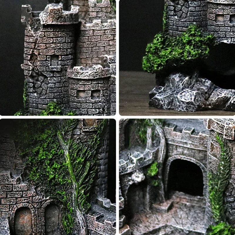 Kreativ slotformet fisketank ornamenter dekorasjon landskapsplantesubstrat akvarium harz substrat hjem håndverksornamenter D9262 | Luvikno