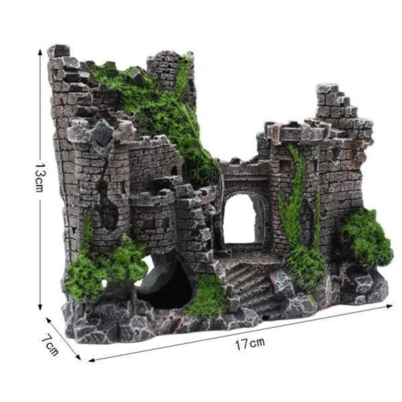Kreativ slotformet fisketank ornamenter dekorasjon landskapsplantesubstrat akvarium harz substrat hjem håndverksornamenter D9262 | Luvikno