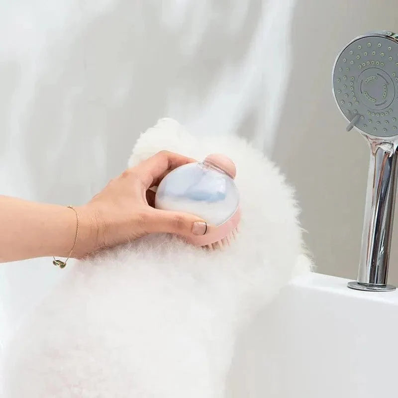 1pc Pet Bath Brush Soft Silicone With Shampoo Dispenser Gentle Massage For Grooming And Cleaning Fur And Hair | Luvikno