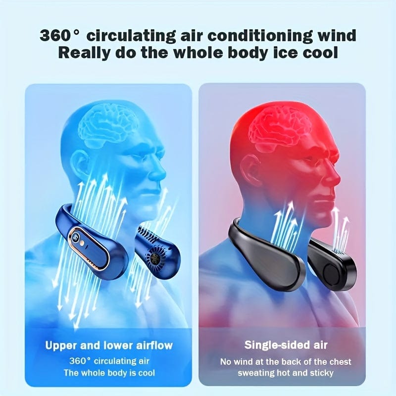 1pc Vaneless Hanging Neck Fan, Portable USB Cooler Fan Med 5 Hastigheter Og Digitale Skjerm - Super Sterk Teknologi Og Bladeless Design For Utendørsbruk | Luvikno