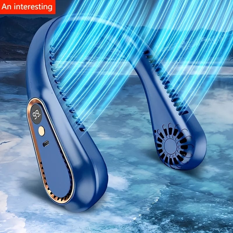 1pc Vaneless Hanging Neck Fan, Portable USB Cooler Fan Med 5 Hastigheter Og Digitale Skjerm - Super Sterk Teknologi Og Bladeless Design For Utendørsbruk | Luvikno