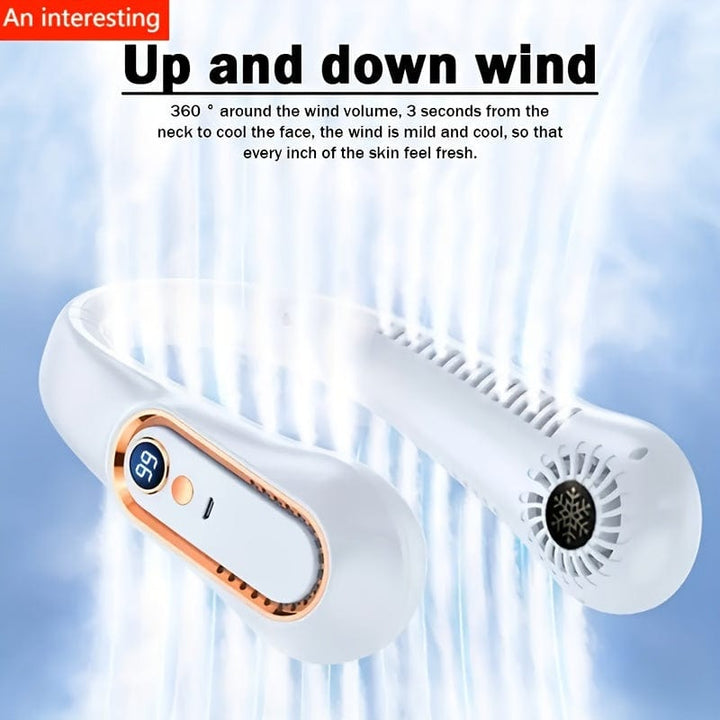 1pc Vaneless Hanging Neck Fan, Portable USB Cooler Fan Med 5 Hastigheter Og Digitale Skjerm - Super Sterk Teknologi Og Bladeless Design For Utendørsbruk | Luvikno