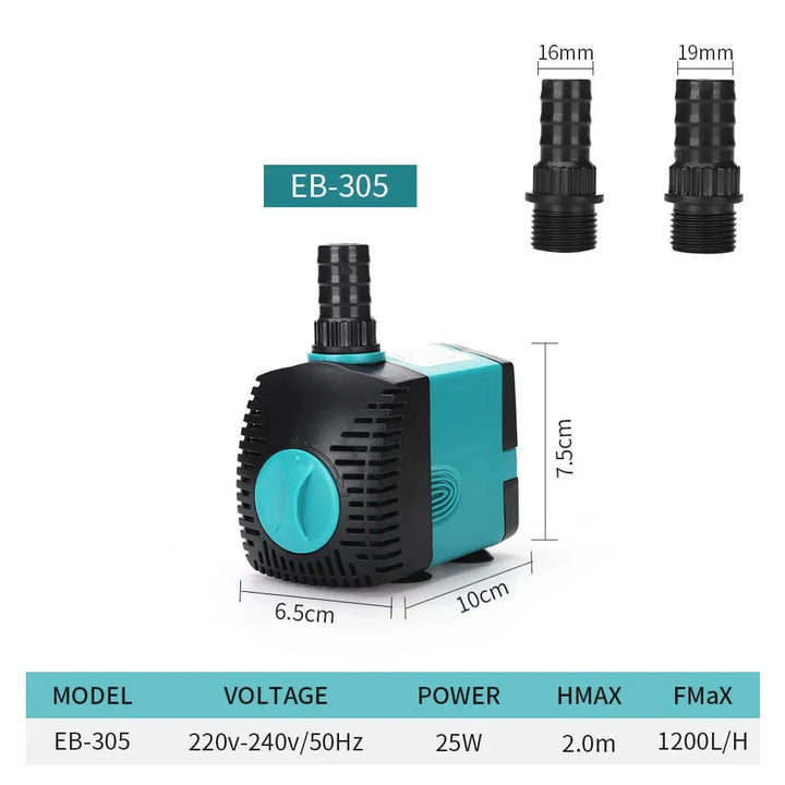 Ultra-Stille 3-60W Nedsenkbar Vannfontene Pumpe Filter Fiskedam Akvarium Vannpumpe Tank Fontene EU US 220V-240V | Luvikno
