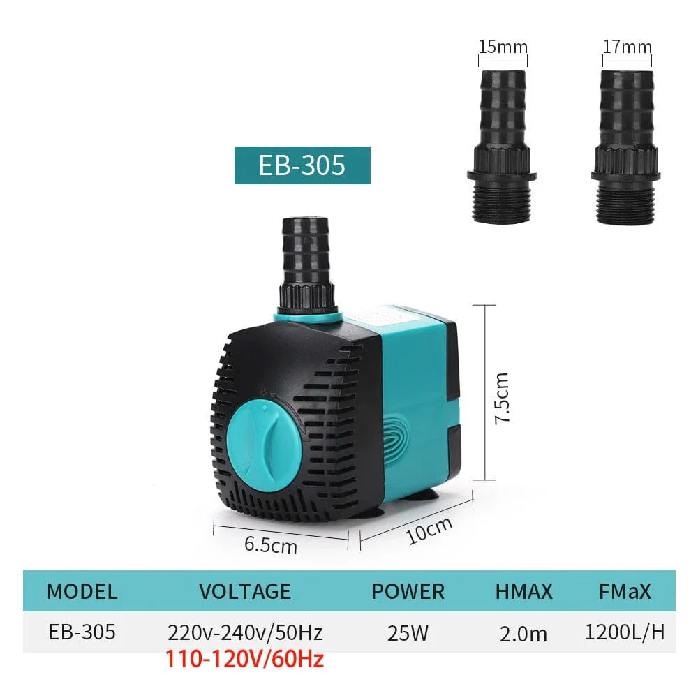 3-60W Ultra-Stille Nedsenkbar Vannpumpe Springvann Fiskedam Akvarium Vannpumpe Filter Fisketank Springvann Pumpe 220V-240V/110V | Luvikno
