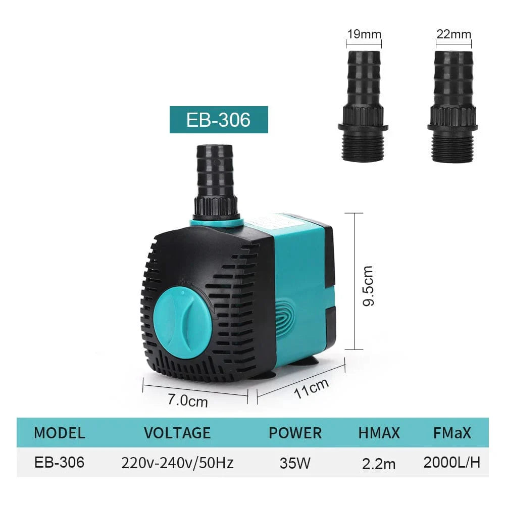 3-60W Ultra-Stille Nedsenkbar Vannpumpe Springvann Fiskedam Akvarium Vannpumpe Filter Fisketank Springvann Pumpe 220V-240V/110V | Luvikno