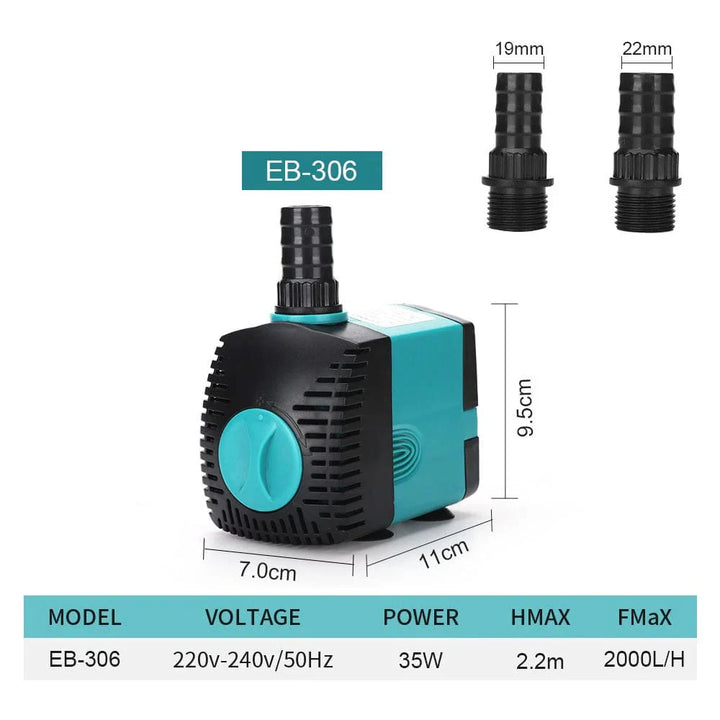 3-60W Ultra-Stille Nedsenkbar Vannpumpe Springvann Fiskedam Akvarium Vannpumpe Filter Fisketank Springvann Pumpe 220V-240V/110V | Luvikno