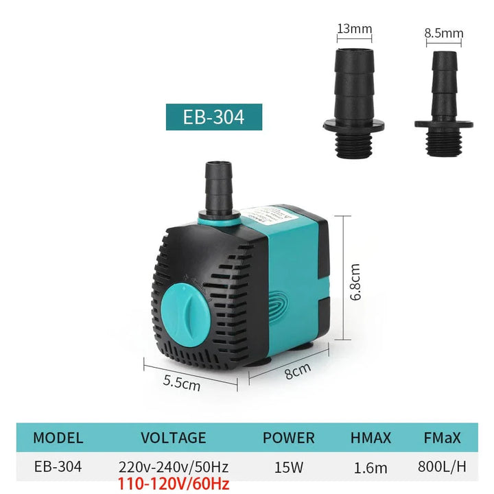 3-60W Ultra-Stille Nedsenkbar Vannpumpe Springvann Fiskedam Akvarium Vannpumpe Filter Fisketank Springvann Pumpe 220V-240V/110V | Luvikno