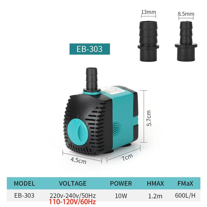 3-60W Ultra-Stille Nedsenkbar Vannpumpe Springvann Fiskedam Akvarium Vannpumpe Filter Fisketank Springvann Pumpe 220V-240V/110V | Luvikno