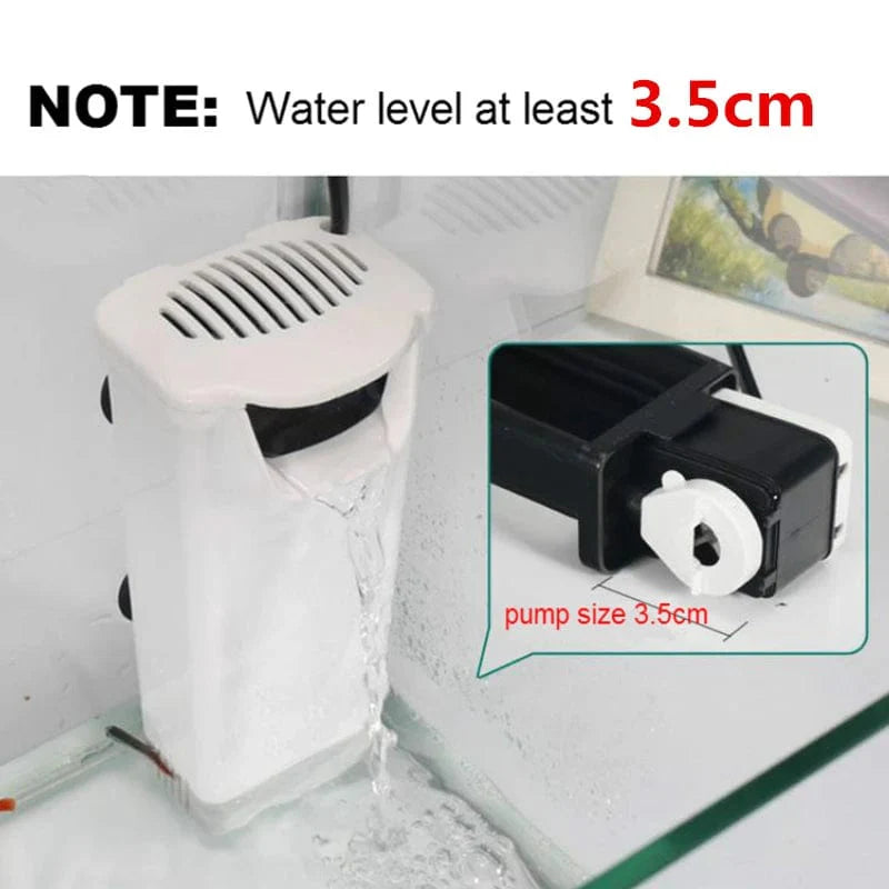 3W 200L/H Fossedam Akvarium Filterpumpe Skilpadde Fiskekar Lavt Vannivå Filter Oksygenteknikk Fisk Skilpadde Reptilforsyning 220-240V | Luvikno