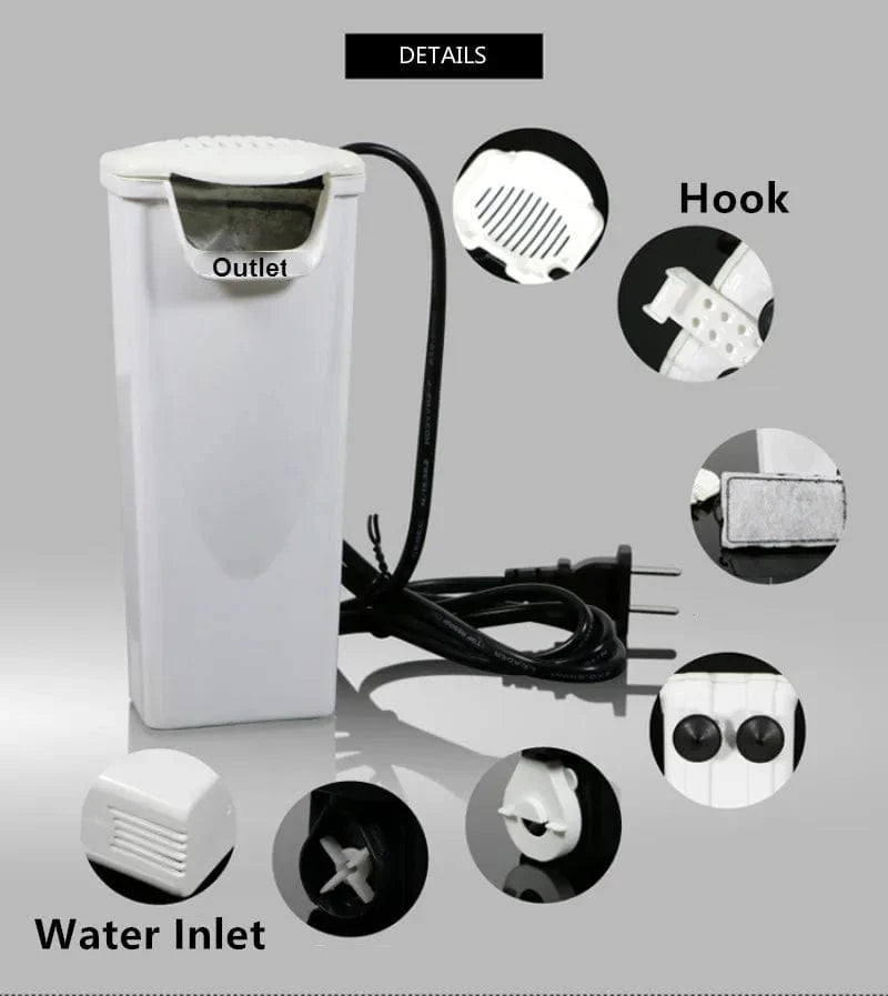 3W 200L/H Fossedam Akvarium Filterpumpe Skilpadde Fiskekar Lavt Vannivå Filter Oksygenteknikk Fisk Skilpadde Reptilforsyning 220-240V | Luvikno