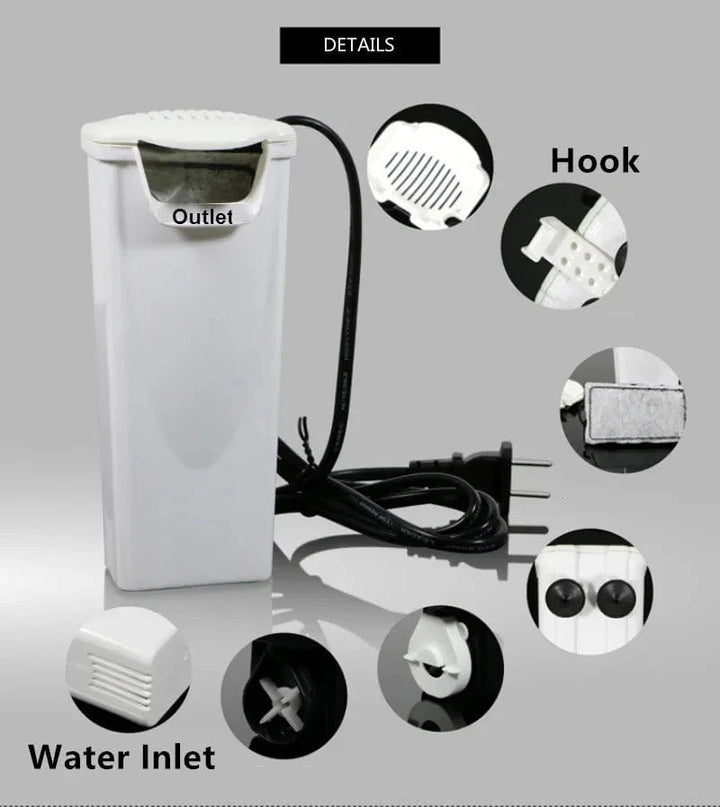 3W 200L/H Fossedam Akvarium Filterpumpe Skilpadde Fiskekar Lavt Vannivå Filter Oksygenteknikk Fisk Skilpadde Reptilforsyning 220-240V | Luvikno