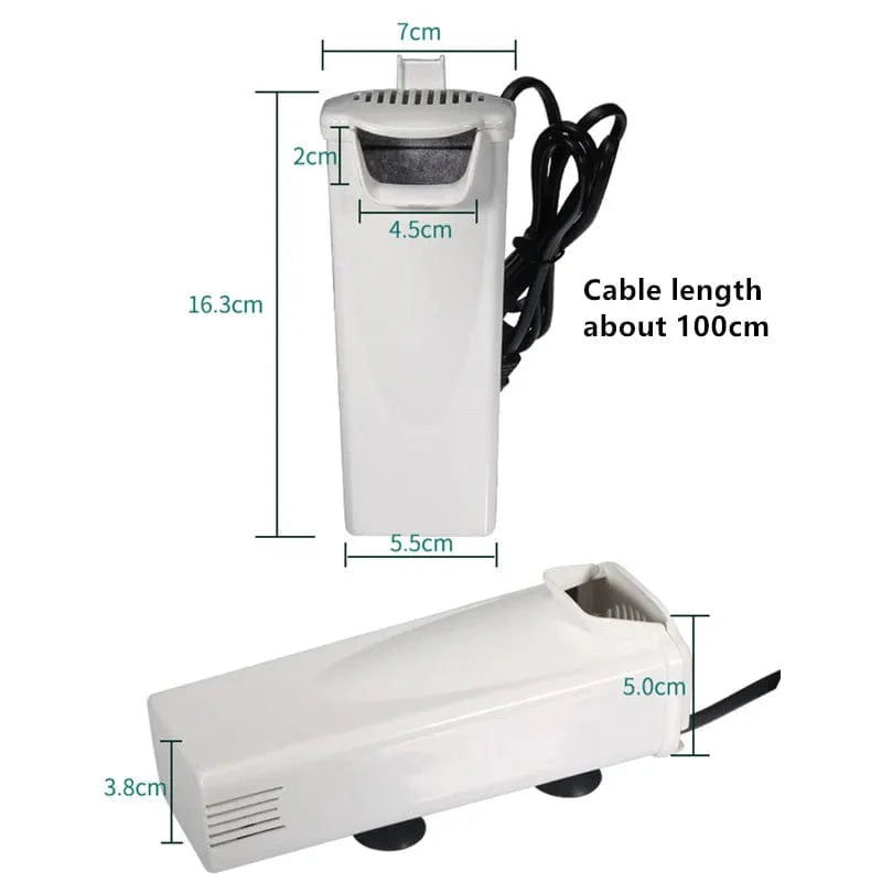 3W 200L/H Fossedam Akvarium Filterpumpe Skilpadde Fiskekar Lavt Vannivå Filter Oksygenteknikk Fisk Skilpadde Reptilforsyning 220-240V | Luvikno