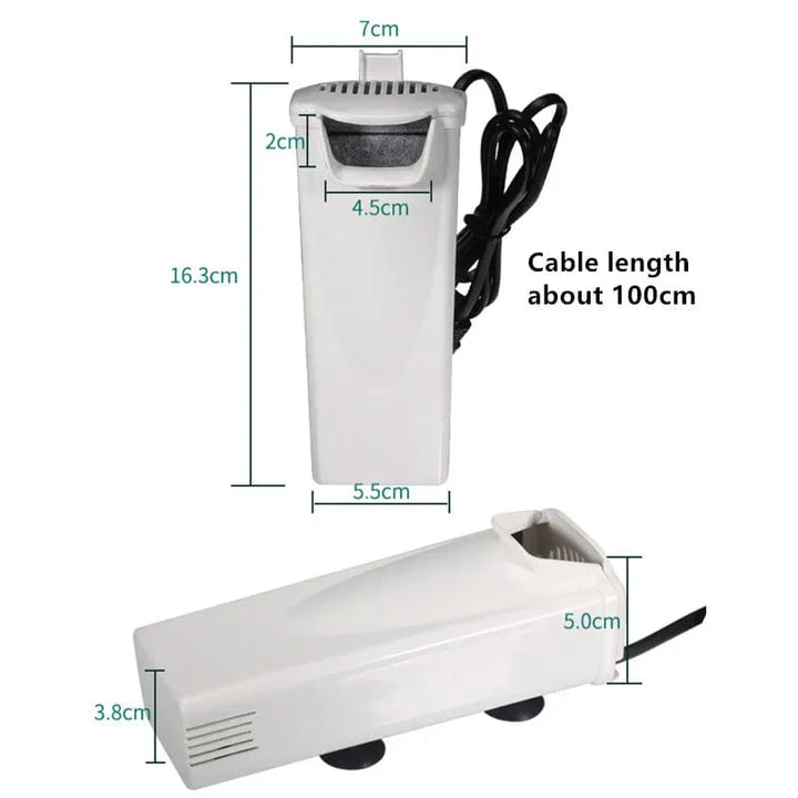 3W 200L/H Fossedam Akvarium Filterpumpe Skilpadde Fiskekar Lavt Vannivå Filter Oksygenteknikk Fisk Skilpadde Reptilforsyning 220-240V | Luvikno