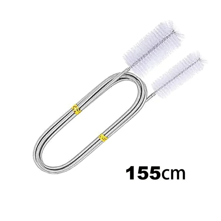 90/155/200CM Akvarium Rengjøringsbørste for Slange Luftslange rustfritt stålfleksibelt dobbeltgående rørbørste akvarietilbehør | Luvikno