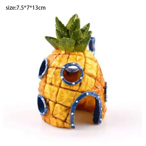 Cartoon Fish Tank Decor Figuriner Ornamenter Simulert Harpiks Ananas Hus Fiskebowl Dekorasjon Landskapsarbeid Akvarium Tilbehør | Luvikno