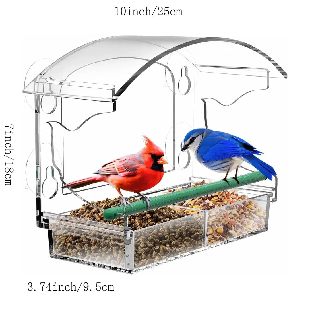 Acryl Klar Glass Vindu Bird Hanging Fôring Fuglehus Mat Fôring Hus Bord Frø Peanutt Sugekop | Luvikno
