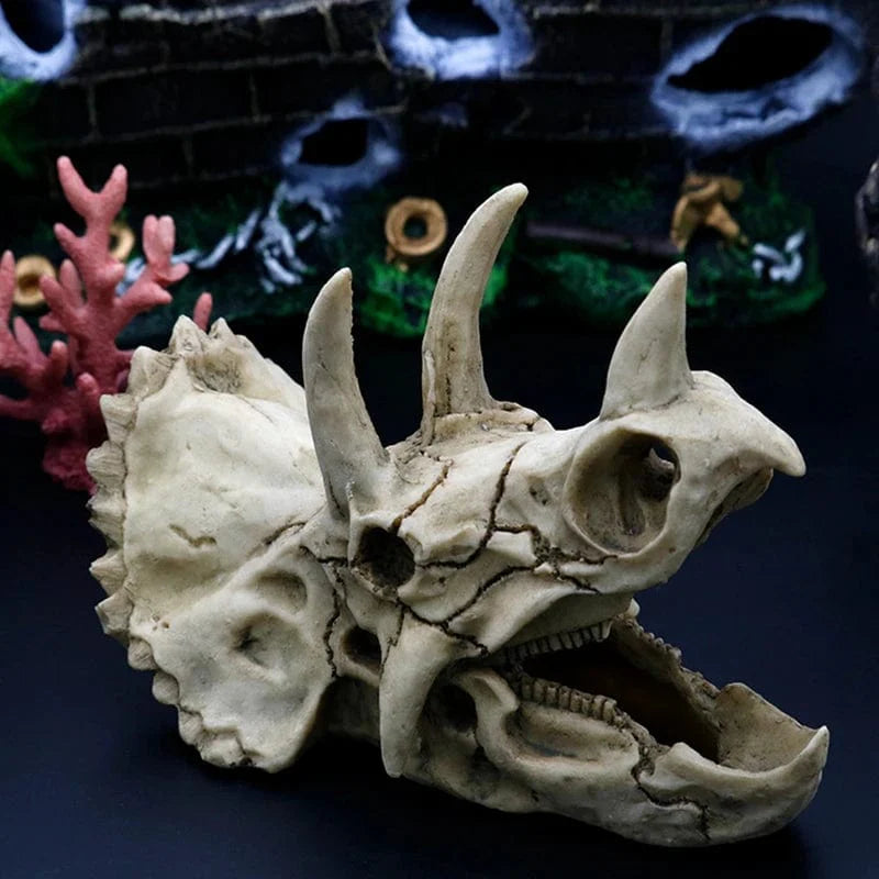 Dyr Skalle Fiskebowl Fossil Dinosaur Ornamenter Akvarium Nesehorn Bein Dekorasjon Fiskebolle Krokodille Manet Karpe Skilpadde | Luvikno