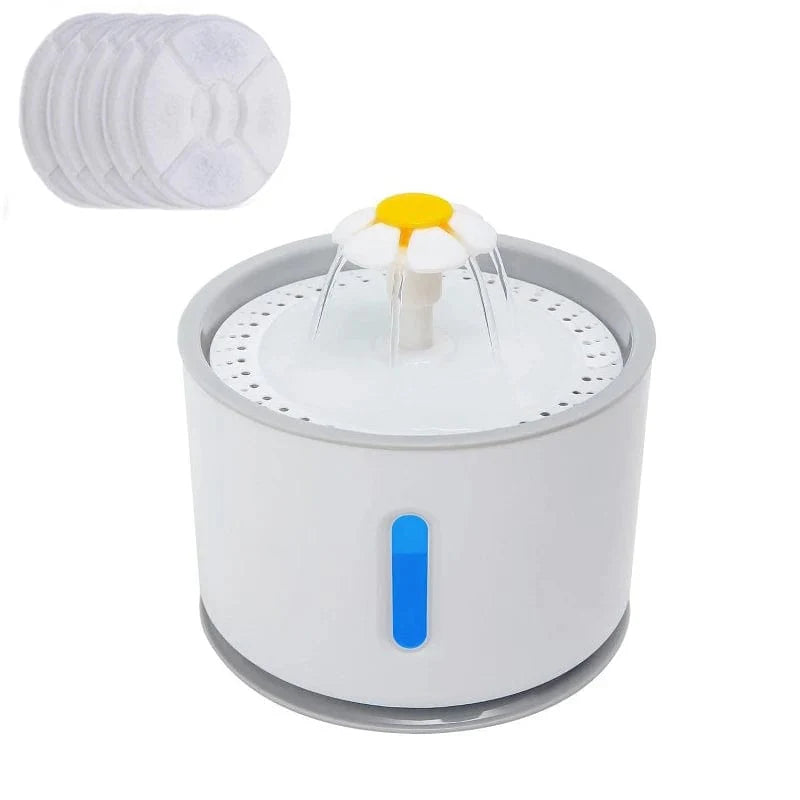 Automatisk kjæledyr katt vannanlegg med LED-belysning 5 pakke filtre 2.4L USB hunder katter stille drikker matingskål drikkedispenser | Luvikno