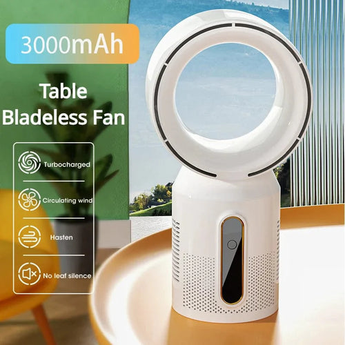Desktop Bladeless Electric Fan Bordvifte 5-hastighets tårnvifte for baby kjøler luftkondisjonering USB oppladbar kjølevifte | Luvikno