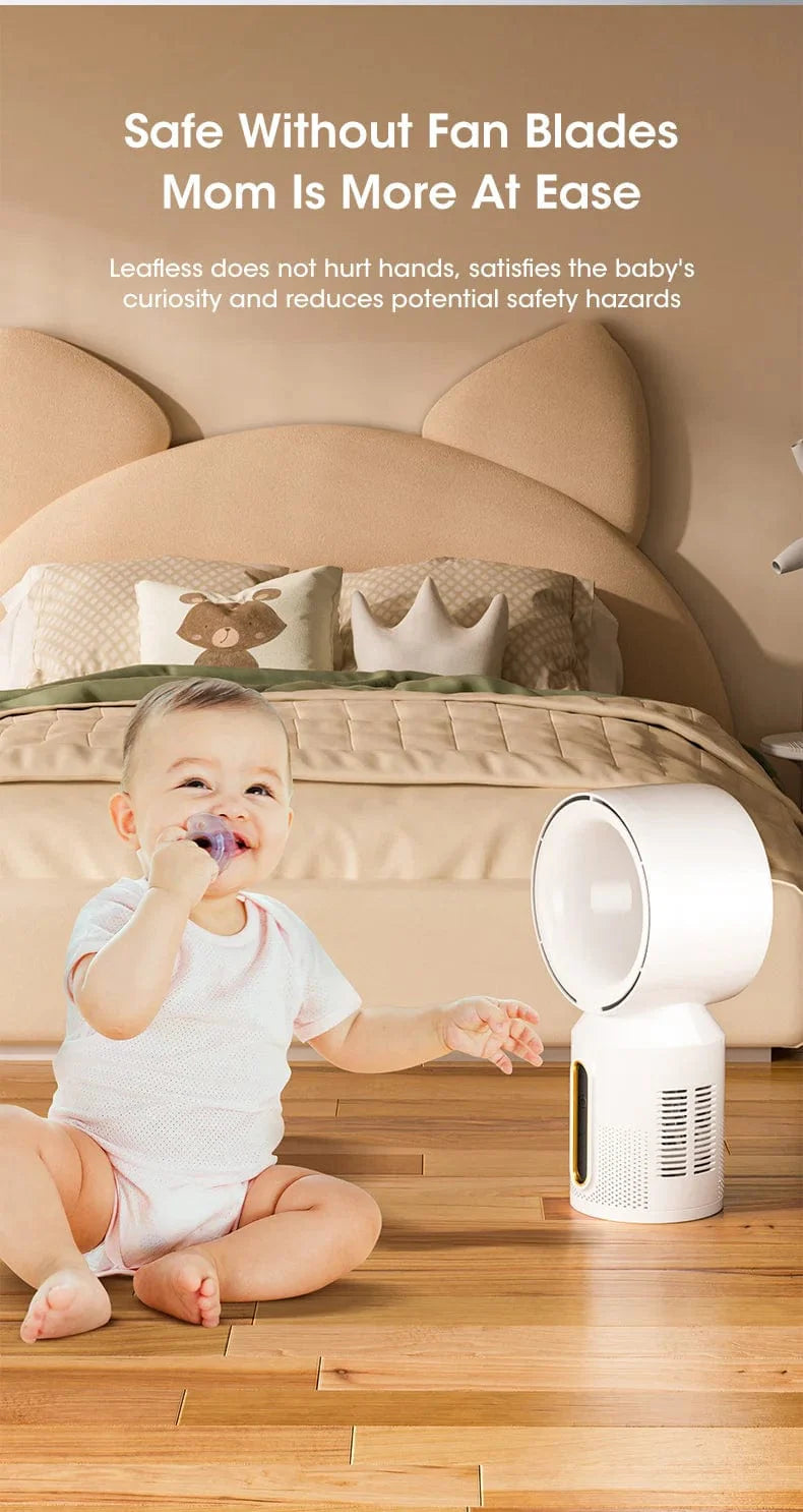 Desktop Bladeless Electric Fan Bordvifte 5-hastighets tårnvifte for baby kjøler luftkondisjonering USB oppladbar kjølevifte | Luvikno