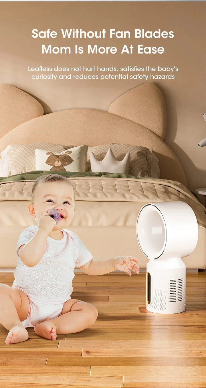 Desktop Bladeless Electric Fan Bordvifte 5-hastighets tårnvifte for baby kjøler luftkondisjonering USB oppladbar kjølevifte | Luvikno
