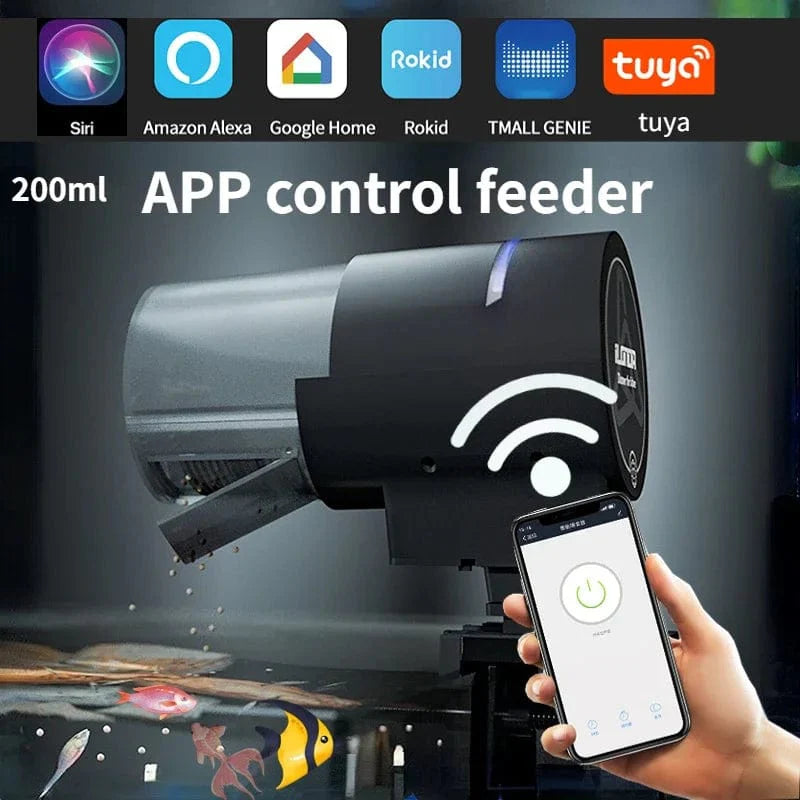 Automatisk akvariefisketankfôrer Timing/Wifi Trådløs smarttelefonapp Intelligent høyttaler stemmestyrt fjernkontroll fiske fôring | Luvikno