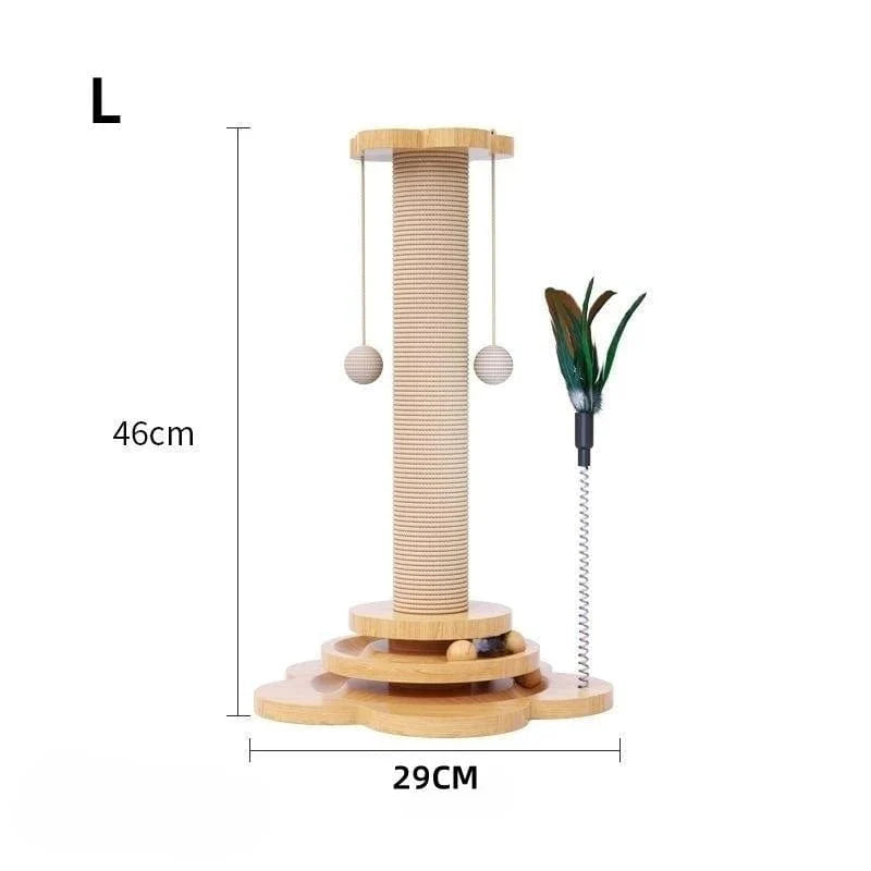 Pet Cat Toy Solid Wood Cat Turntable Funny Cat Stick Balls Durable Sisal Scratching Board Cat Supplies Cat Grab Column | Luvikno
