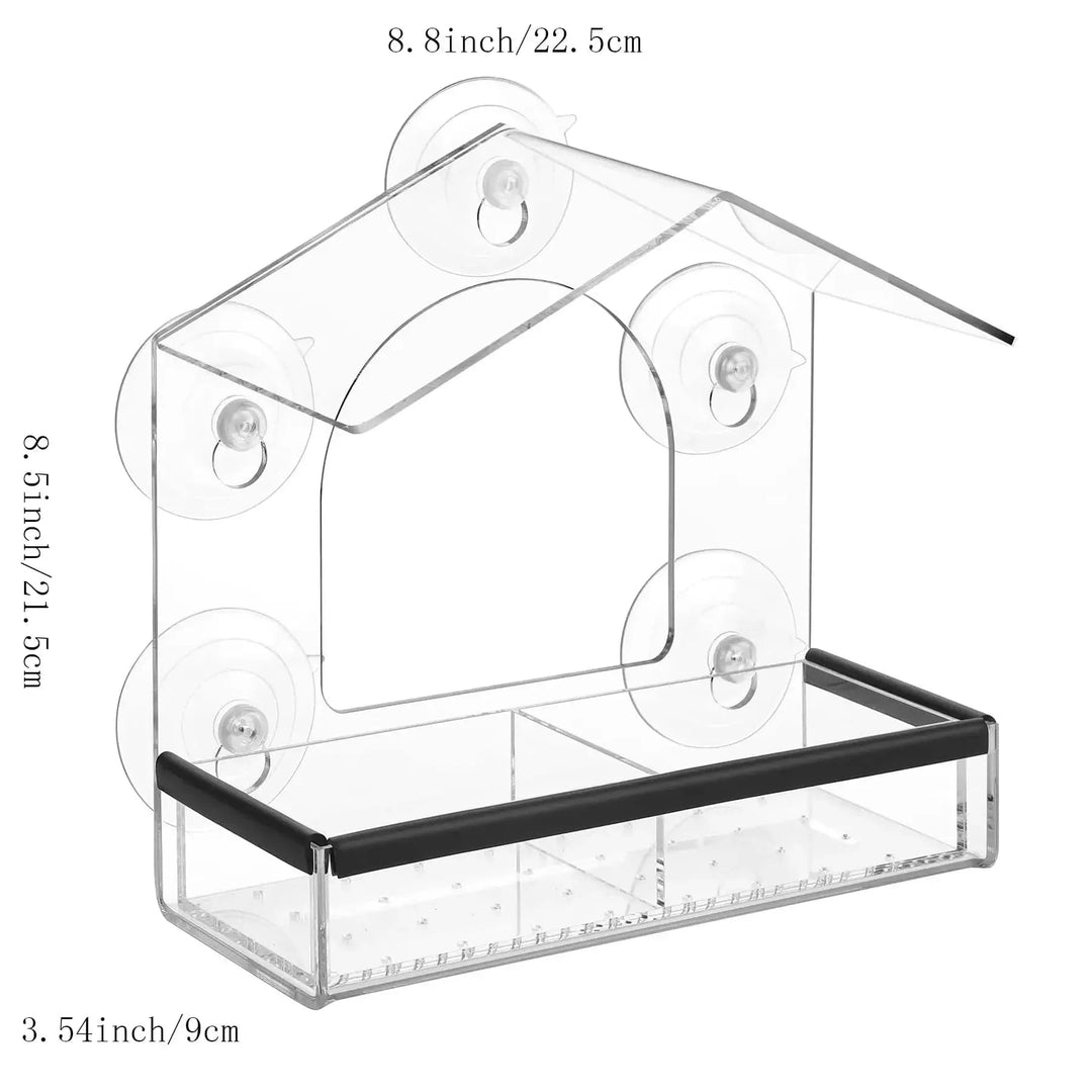 Acryl Klar Glass Vindu Bird Hanging Fôring Fuglehus Mat Fôring Hus Bord Frø Peanutt Sugekop | Luvikno